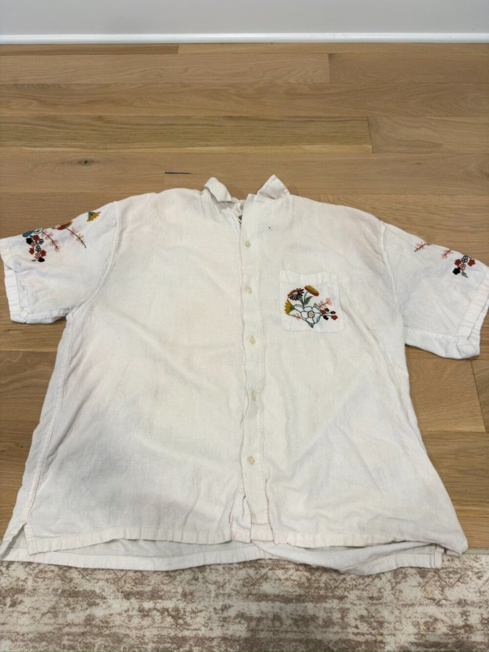 Embroidered Linen Button Down Shirt Abercombie